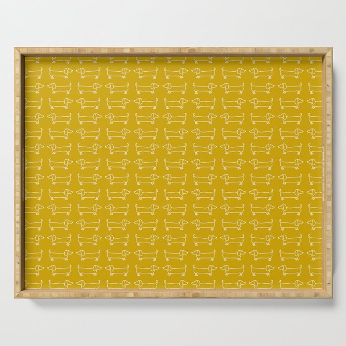 Dachshunds in honey yellow Serving Tray