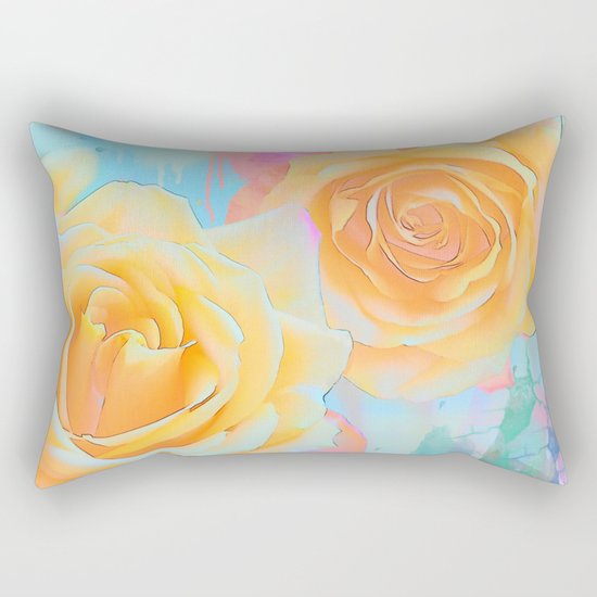Pastel roses on an abstract water colour background Rectangular Pillow