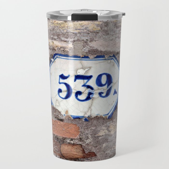 Number 539 on brick wall Travel Mug