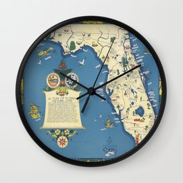 A map of Florida for garden lovers-Old vintage map Wall Clock