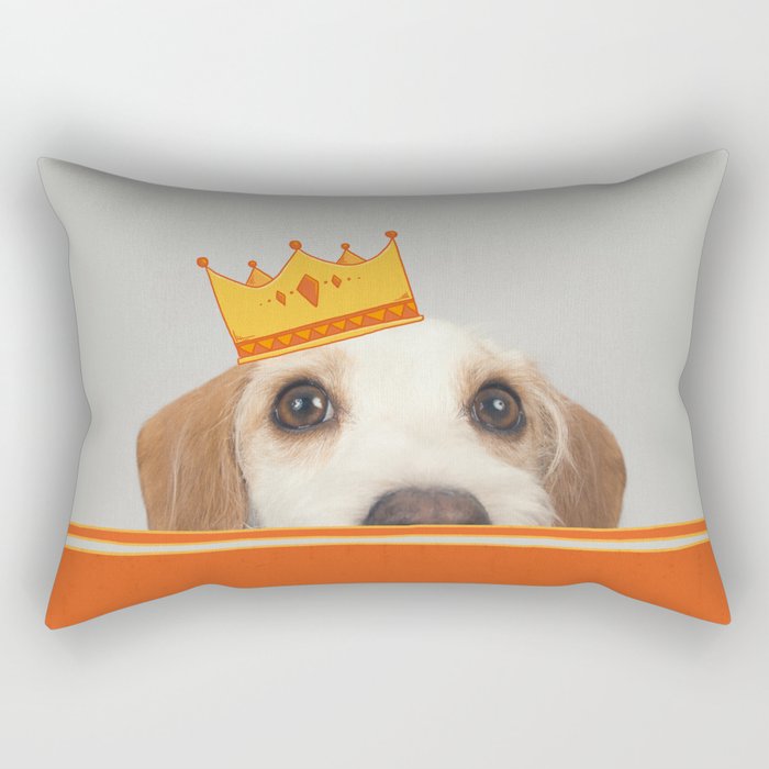 Kiss the King | Terrier Dog wearing Crown Rectangular Pillow