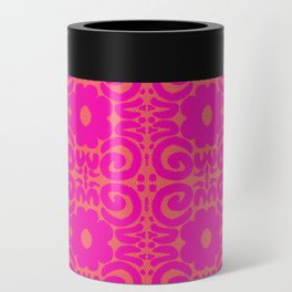 Retro Spring Daisy Lace Hot Pink + Orange Can Cooler