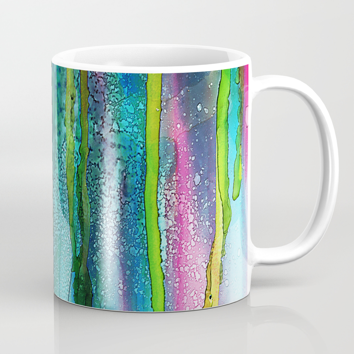 Rainbow Rain Alcohol Ink Painting Coffee Mug By Klaraacel Society6