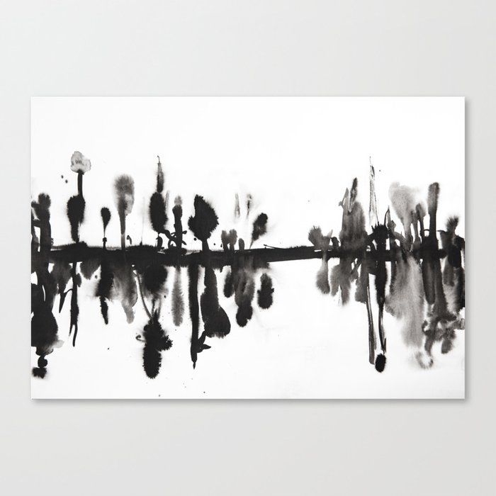 Foggy Morning At The Forest Abstract Ink Painting Canvas Print By Ilzelucero Society6