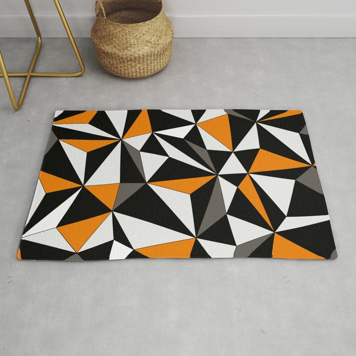 Geo Orange Gray Black And White Rug By Kerenshiker Society6 Orange Gray Black And White Rug