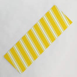 [ Thumbnail: Yellow and Mint Cream Colored Stripes/Lines Pattern Yoga Mat ]