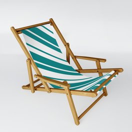 [ Thumbnail: Teal and White Colored Pattern of Stripes Sling Chair ]