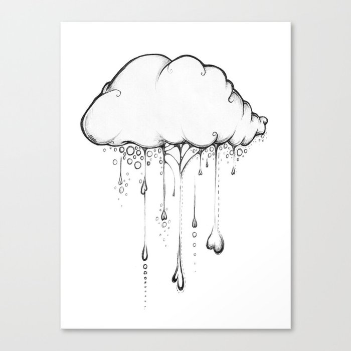 Happy Cloud Drawing, Cute Whimsical Illustration Water Bottle by