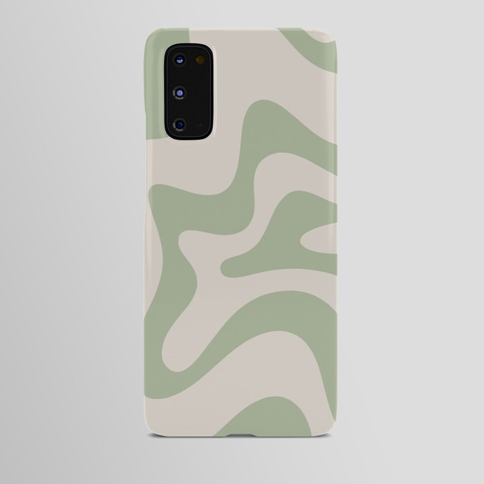 Retro Liquid Swirl Abstract Pattern Square Sage Green and Almond Beige Android Case
