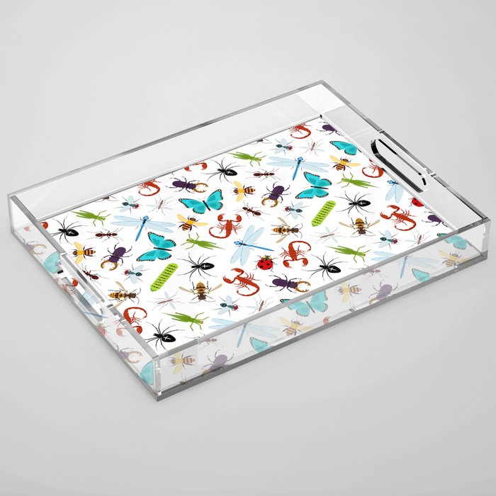 Insects Seamless Pattern Acrylic Tray