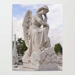 Necropolis Graveyard Statue Angel Marble Cuba Island Carving Art Icon Christian Saint Holy God Cemet Poster
