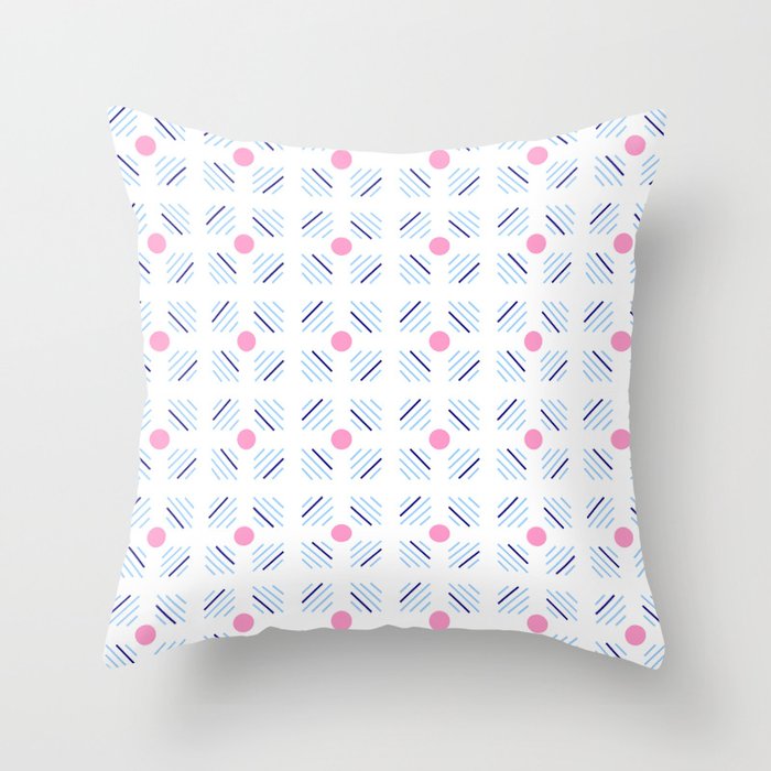 Optical pattern 88 pink and blue Throw Pillow