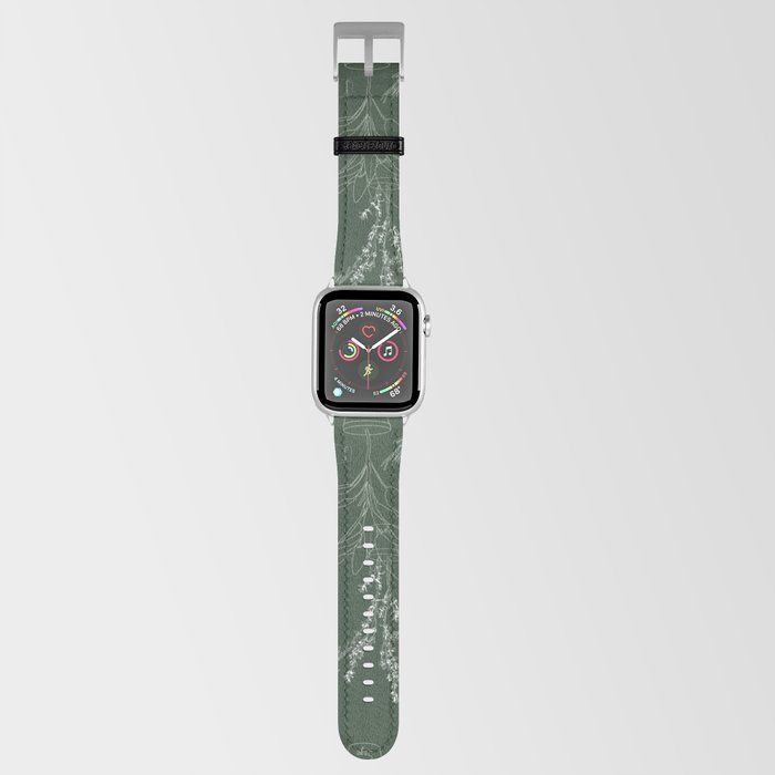 Plants pattern with leafs in pastel color line art. Apple Watch Band
