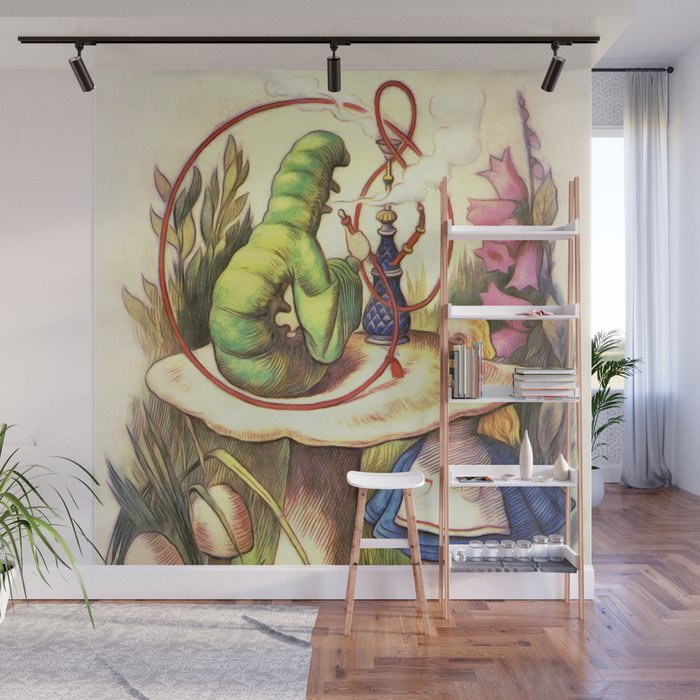 Alice The Hookah Smoking Caterpillar Alice In Wonderland Wall Mural By Maryedenoa