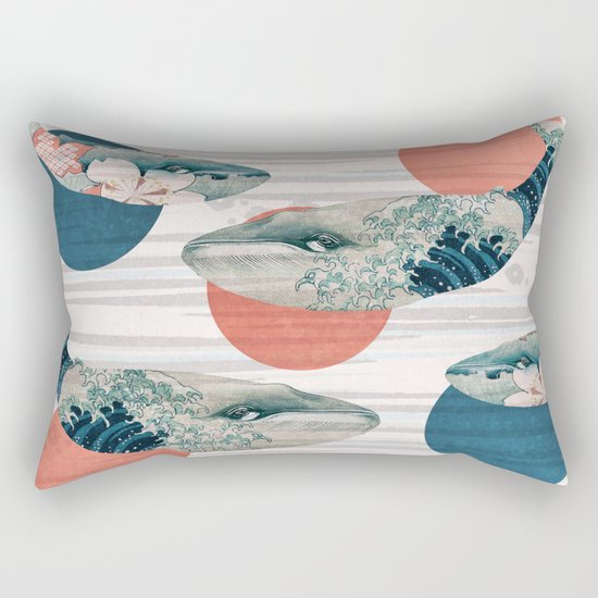 Whales and Polka Dots Rectangular Pillow