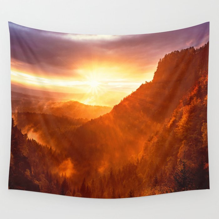 Epic Autumn Sunset Mountain Wall Tapestry By Fbmovercrafts Society6