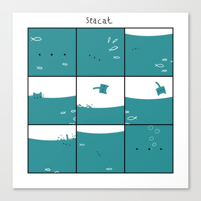 comic sea cat Canvas Print