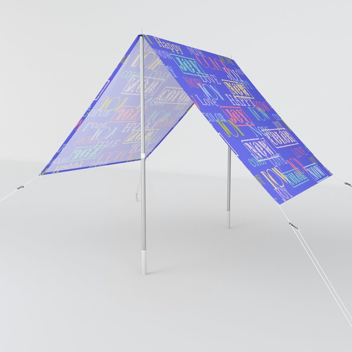 Enjoy The Colors - Colorful typography modern abstract pattern on  Happy Blue color Sun Shade