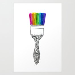 Rainbow Paintbrush with Mandala Handle Art Print
