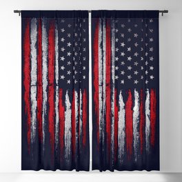 Red & white American flag on Navy ink Blackout Curtain