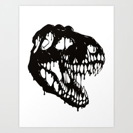 Melting T-Rex skull Art Print