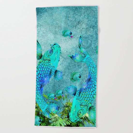 KOI POND ADVENTURE Beach Towel