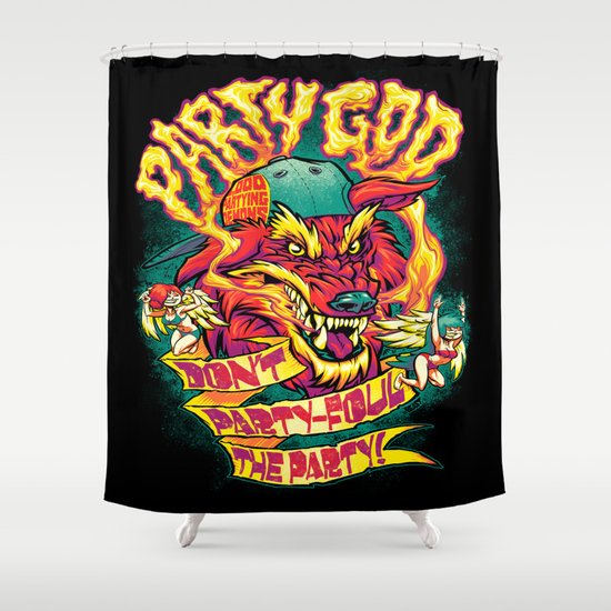 PARTY GOD (red) Shower Curtain