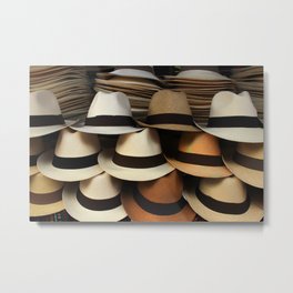 Hats at the Market Metal Print