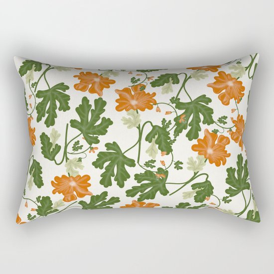 Orange Vintage Flower Pattern Rectangular Pillow