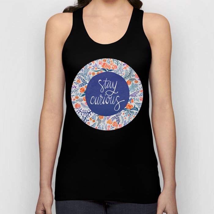 Stay Curious – Navy & Coral Tank Top