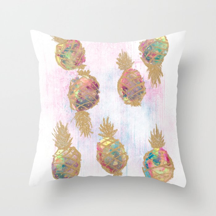 Sparkly Pineapples Throw Pillow
