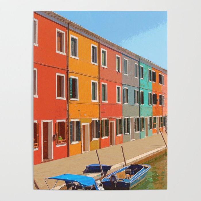 Brightly Coloured Homes Burano Venice Italy #3 Poster