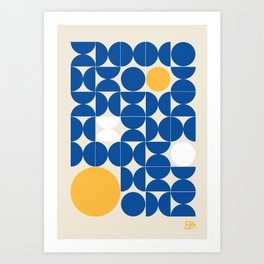Circle Pattern - Blue  Art Print