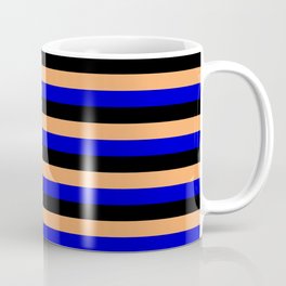 Brown, Blue, and Black Colored Lined/Striped Pattern Coffee Mug | Threecolors, Striped, Stripes, Abstract, Brown, Multiplecolours, Stripespattern, Multicolored, Stripedpattern, Linespattern 