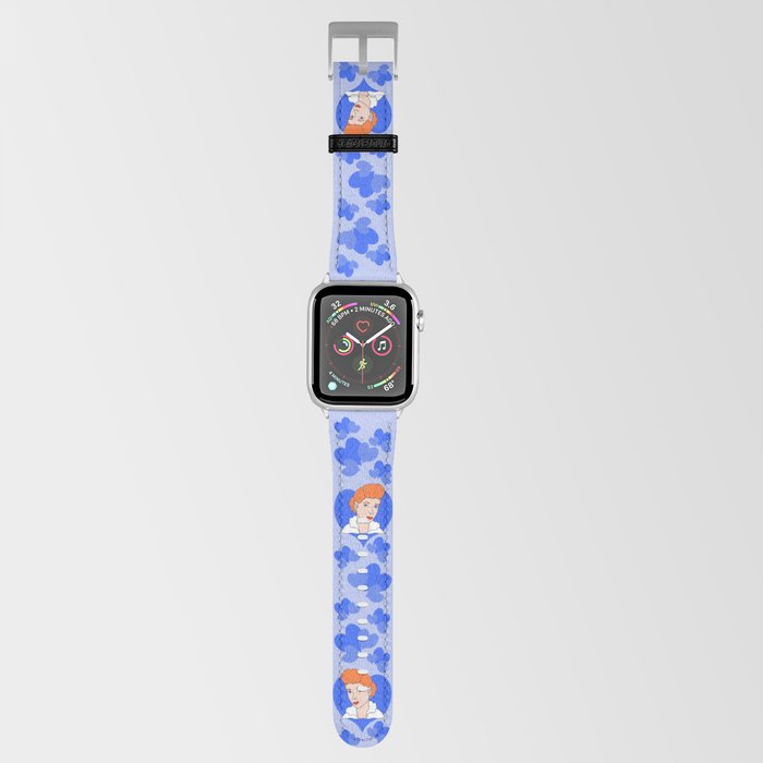 Retro Redhead Blue Background Apple Watch Band