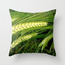 Wheat Field  Throw Pillow | Grass, Landscape, Wheat, Painting, Impressionism, Trees, Romantic, Sky, Fall, Clouds 