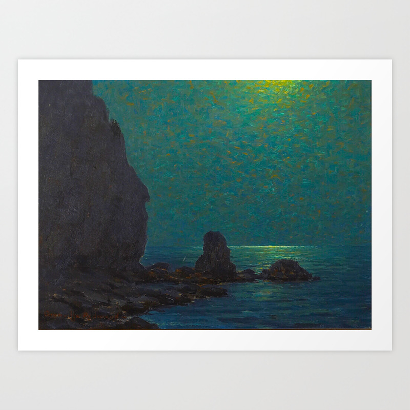Granville Redmond Catalina Island Coast Under A Moonlit Sky Oil
