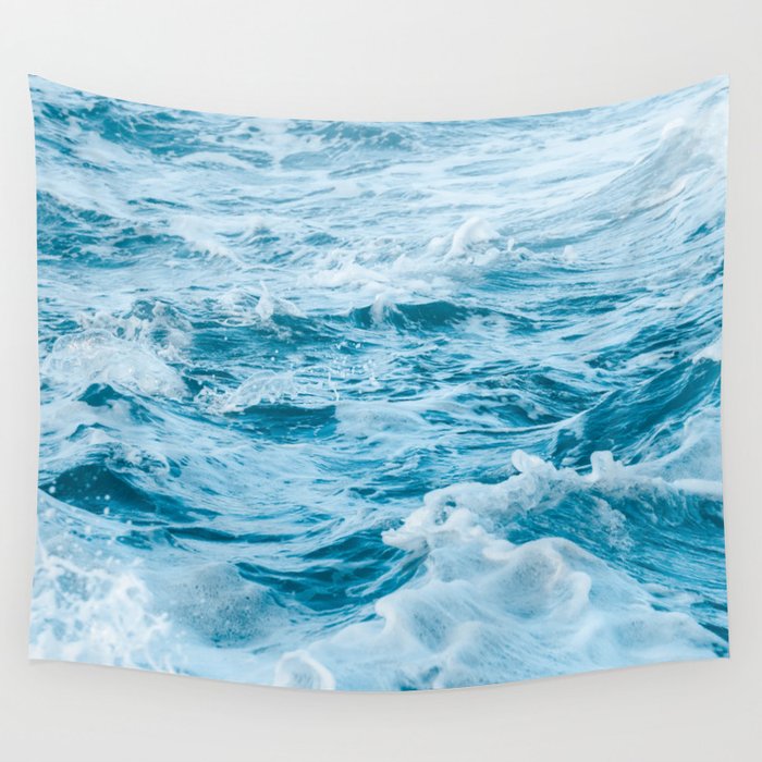 Marble Turquoise Teal Waves Tropical Beach Wall Tapestry