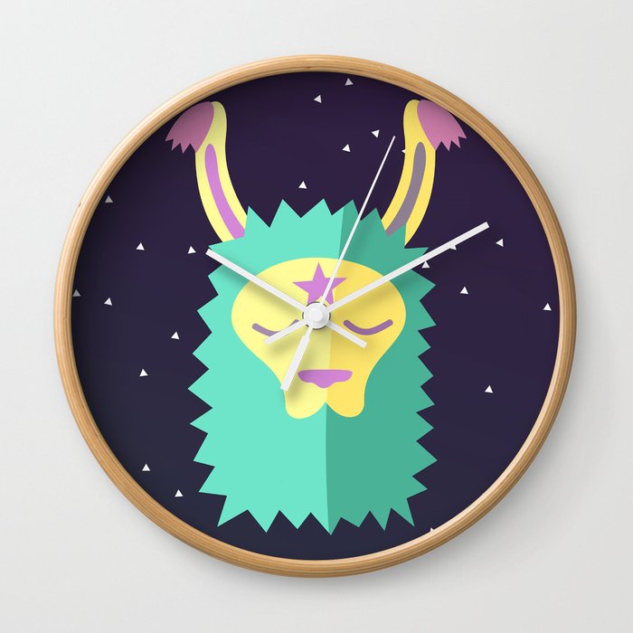 Yacana: The Space Llama Head (Cyan) Wall Clock