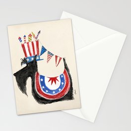 Scottie Dog Fireworks Patriotism Fourth of July Freedom Red White Blue Stationery Card