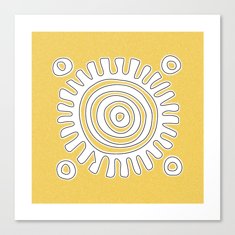 Yellow Aztec Sun Design Canvas Print By Colorsfornuna Society6