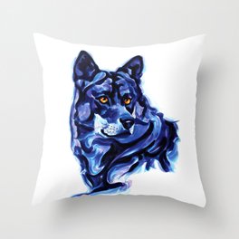 Blue Wolf Throw Pillow
