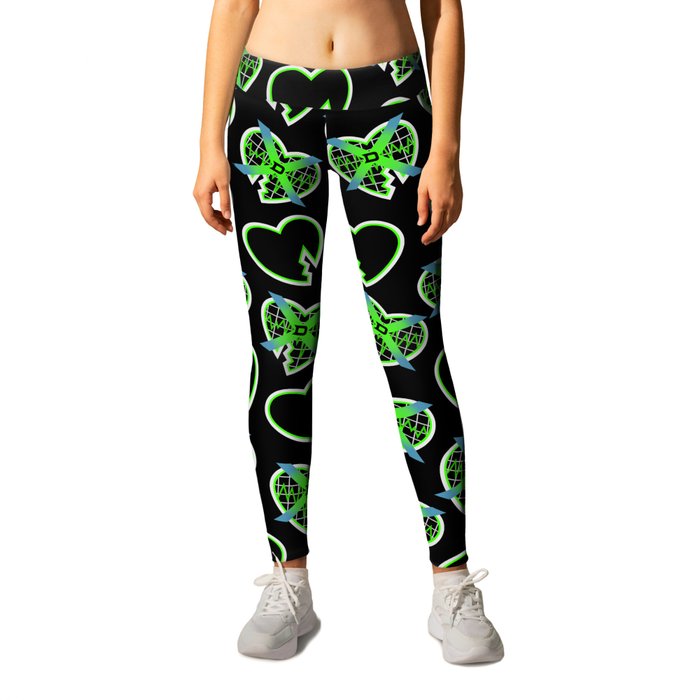 HBK DX (Black/Green) In Your House 1997 Heart Collage Leggings