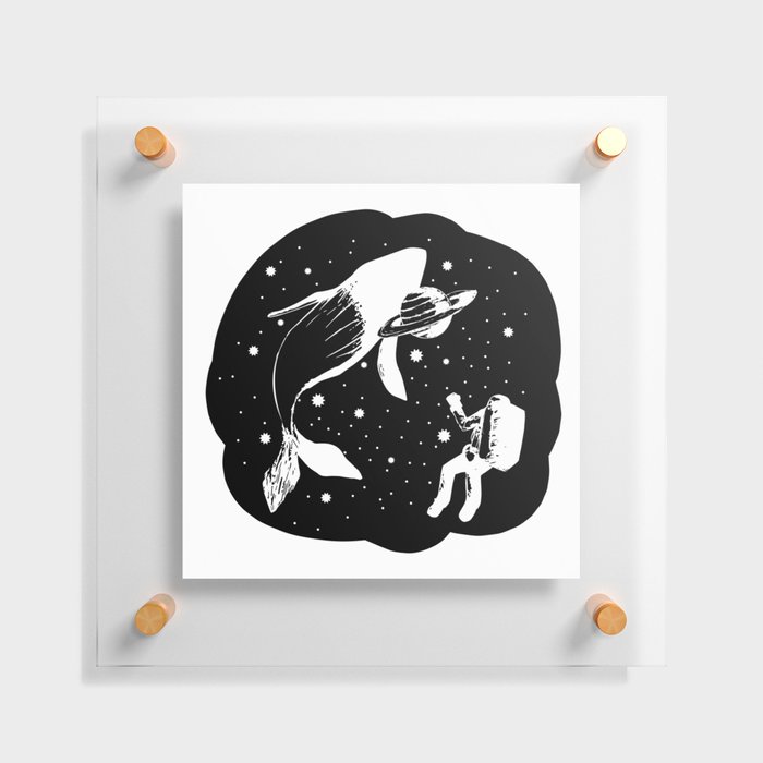 Space Whale and Astronaut - dark Floating Acrylic Print
