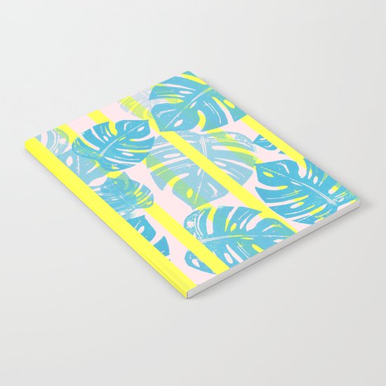 Linocut Monstera Neon Notebook