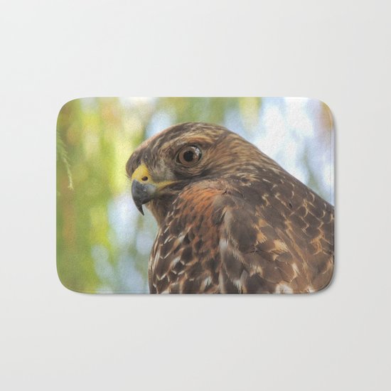 Young Red-Shouldered Hawk in a Desert Willow Bath Mat