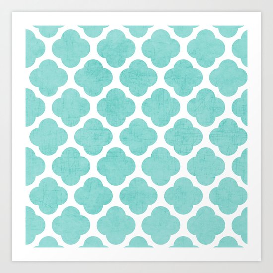 teal clover Art Print