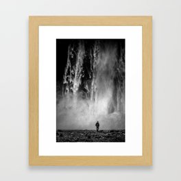 In solitude | Travel photography Iceland print - Skógafoss waterfall Framed Art Print