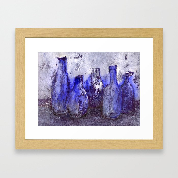 blue bottles Framed Art Print