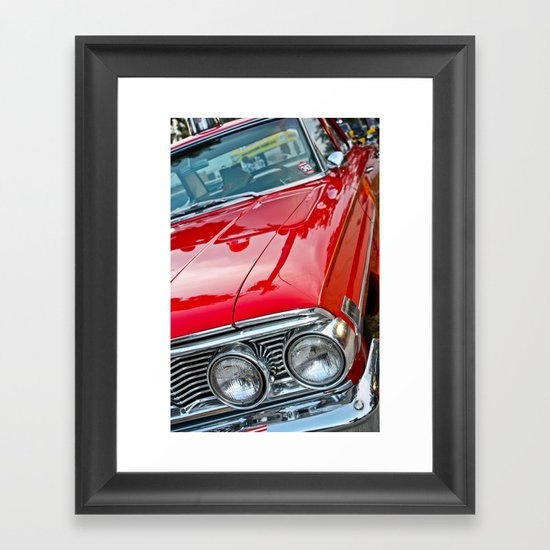 Red Ford Custom 500 Galaxie Police Car Framed Art Print